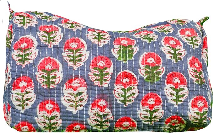 Generic Pieces Indian Handmade Cotton Quilted Handmade Floral Hand Block Print Toiletry Bag,Cosme... | Amazon (US)