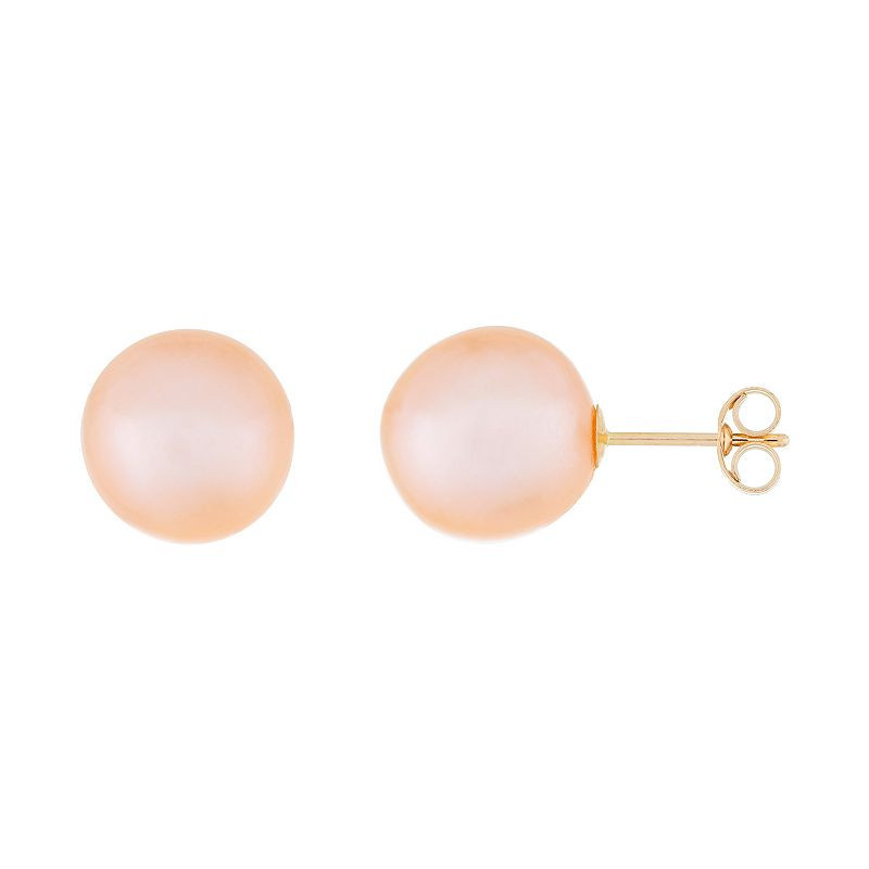 Splendid Pearls 14k Gold 10 mm Freshwater Cultured Pearl Stud Earrings, Women's, Pink | Kohl's