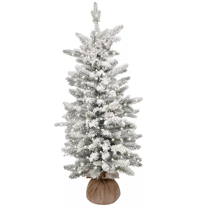 King of Christmas 3ft Flocked Christmas Tree, Queen Flock Artificial Mini Xmas Tree | Target