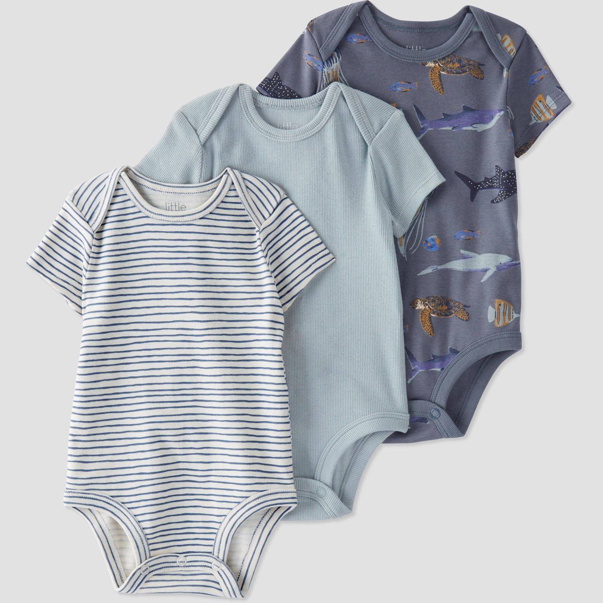 Little Planet by Carter’s Organic Baby 3pk Whale Bodysuit - Green/Blue/White | Target