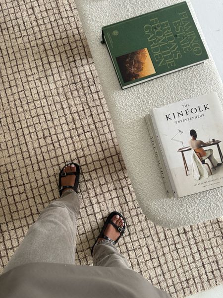 Home decor- checkered rug and boucle bench, coffee table books, j crew black buckle sandals, comfy and run TTS

#LTKHome #LTKStyleTip #LTKShoeCrush