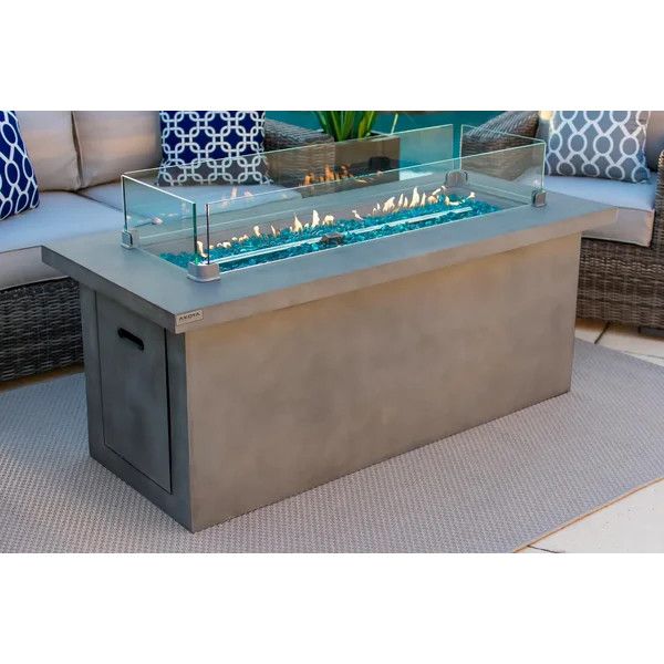 24'' H x 60'' W Concrete Propane Outdoor Fire Pit Table | Wayfair North America
