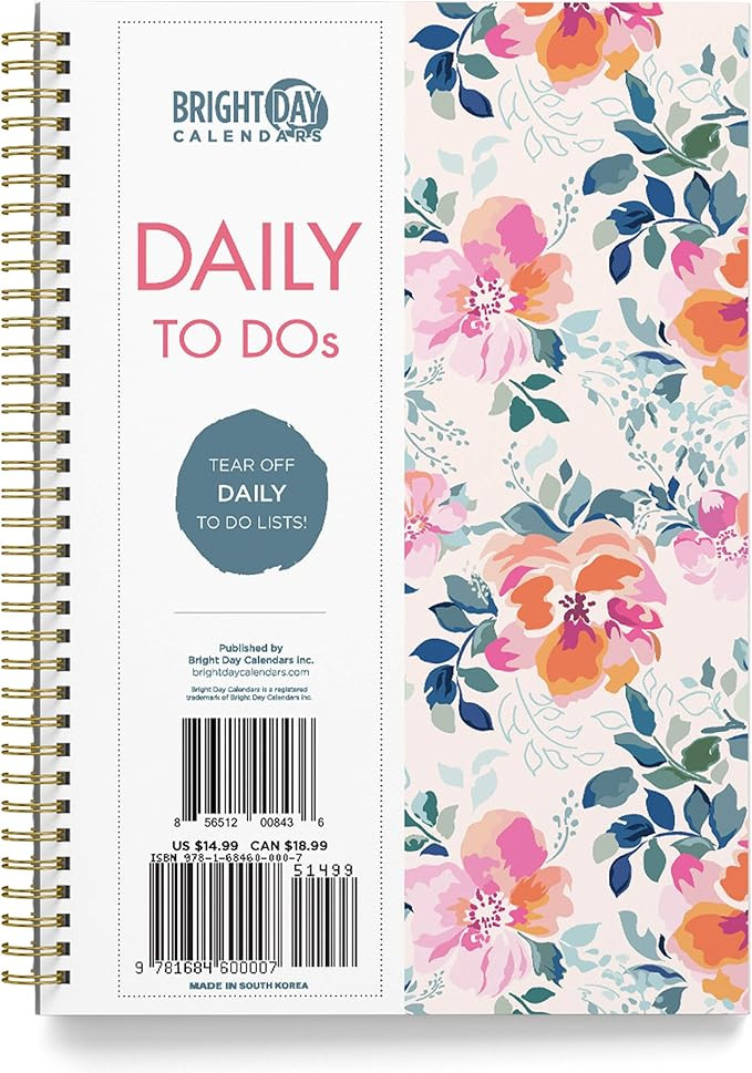 To Do List Daily Task Checklist Planner Time Management Notebook by Bright Day Non Dated Flex Cov... | Amazon (US)