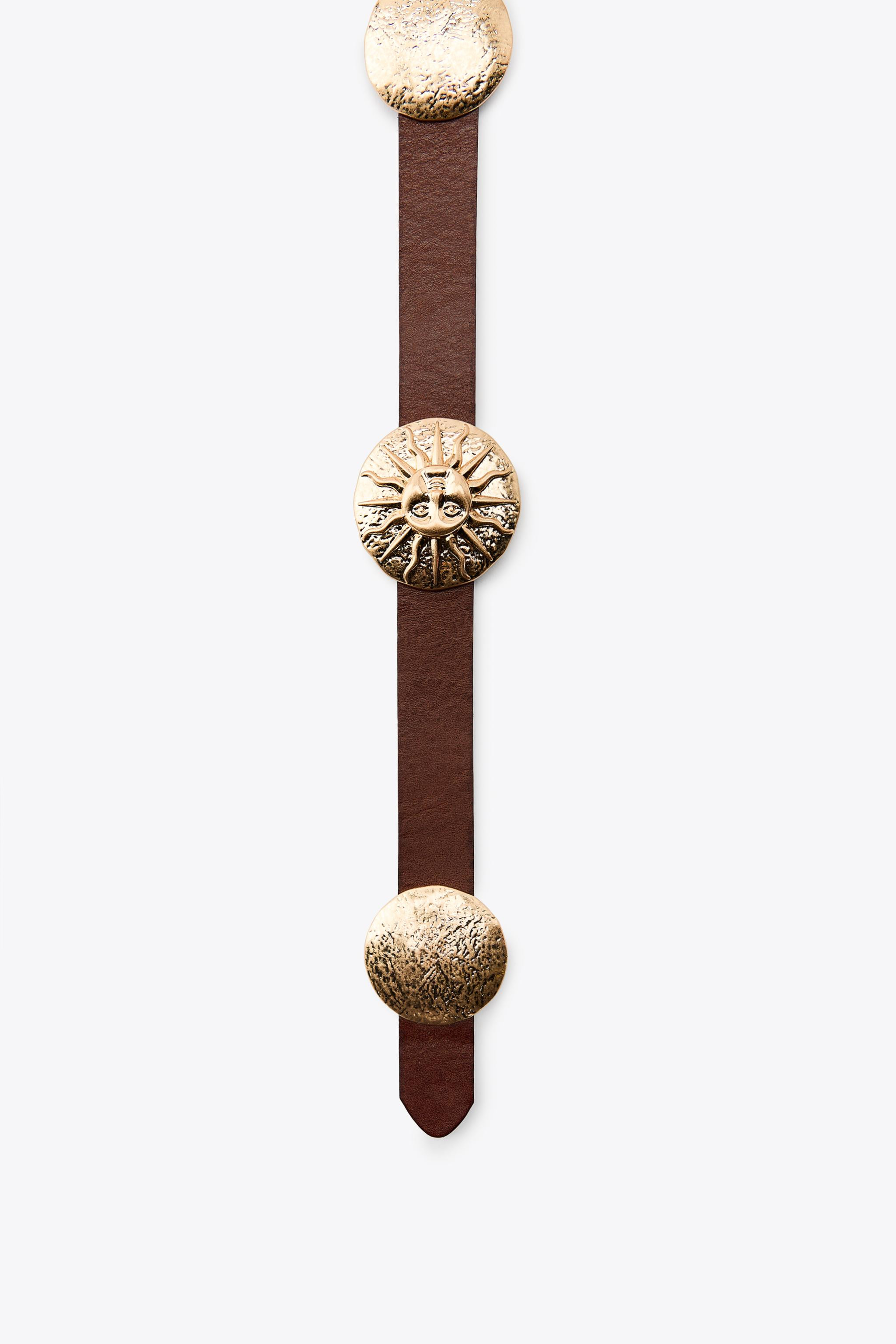 LEATHER BELT WITH METAL PIECES | Zara US