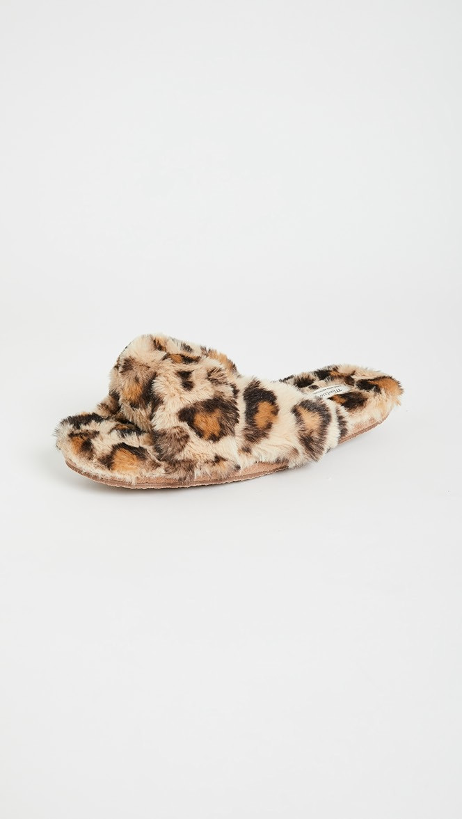 Crisscross Furry Leopard Slippers | Shopbop