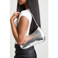 boohoo Women's Metallic Shoulder Bag in Silver | Boohoo.com (UK & IE)