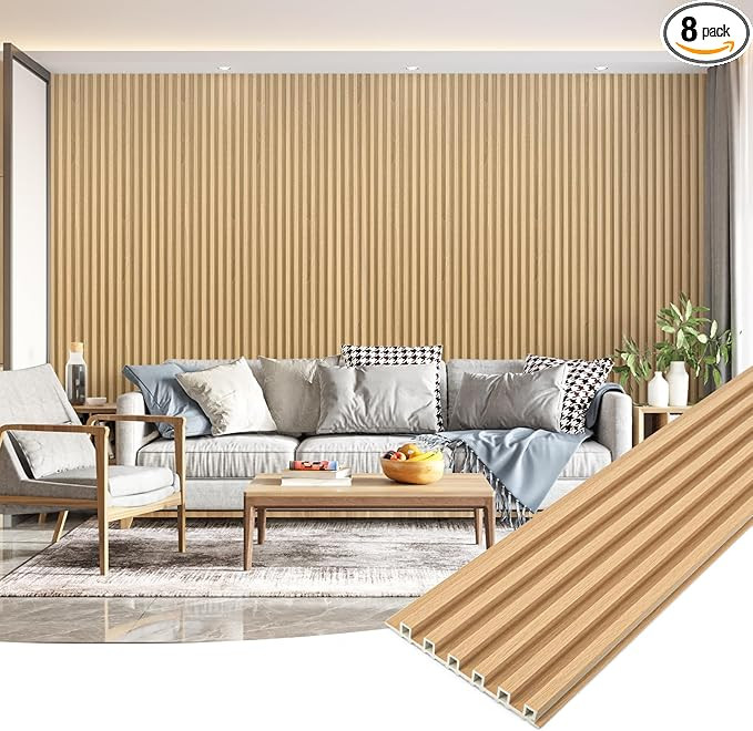 Art3dwallpanels Wood Slat Wall Paneling, 104'' x 6.7'' WPC Soundproof 3D Wall Panels for Interior... | Amazon (US)