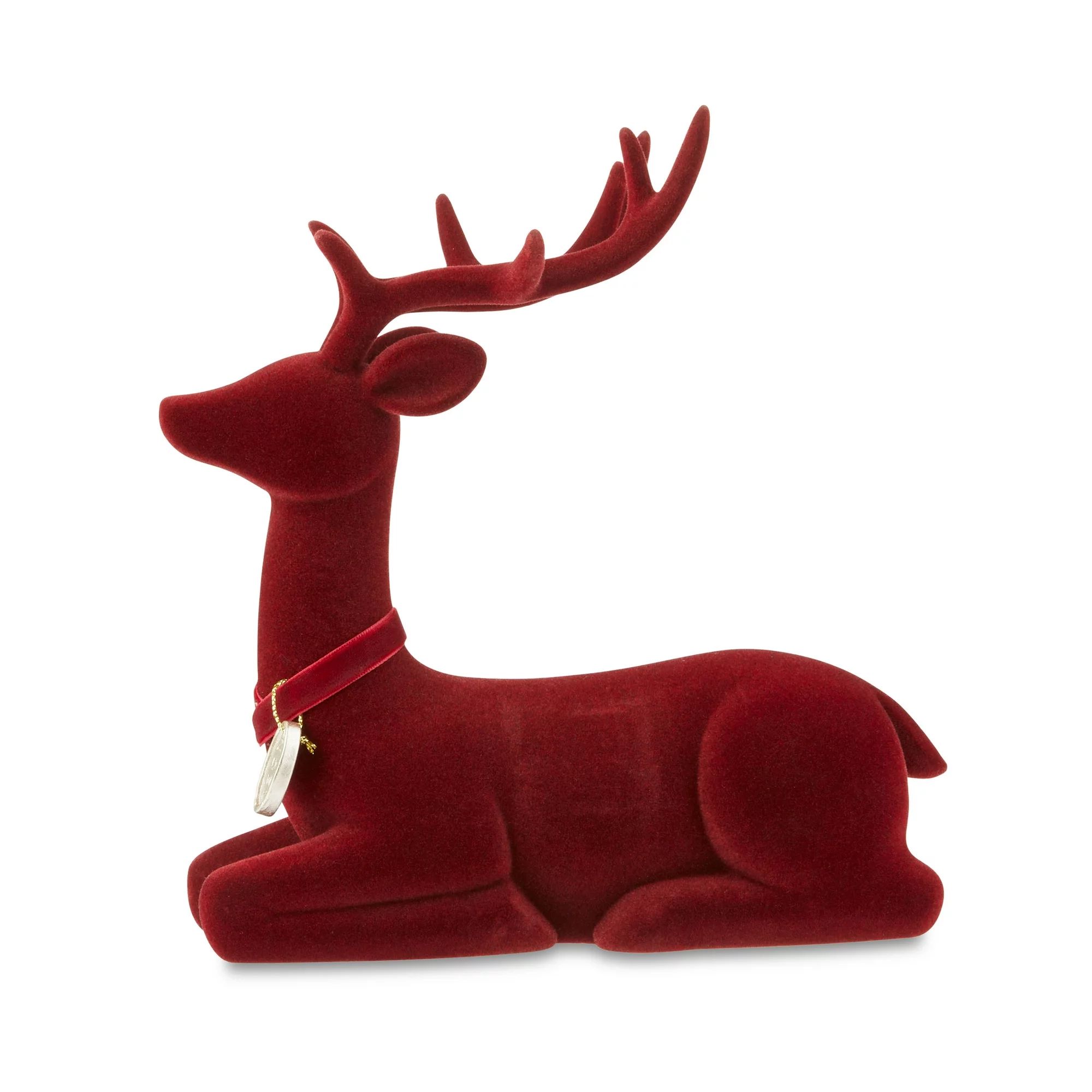 My Texas House Red Laying Deer with Noel Collar Decoration, 9" | Walmart (US)