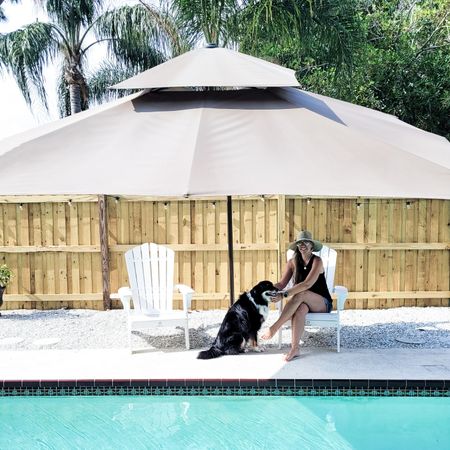 Enhancing our poolside retreat with chic coastal decor furniture #coastaldecor #poolside #backyard #umbrella

#LTKhome
