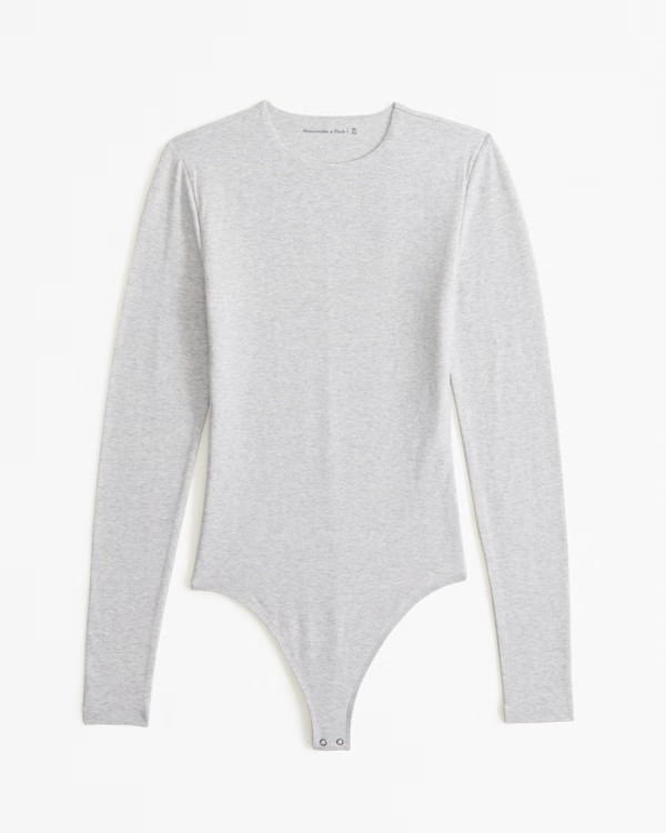 Long-Sleeve Cotton-Blend Seamless Fabric Crew Bodysuit | Abercrombie & Fitch (US)