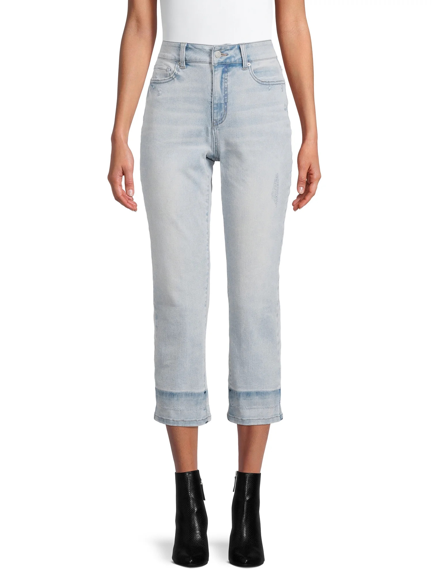 Time and Tru Women's Straight Leg Crop Jeans - Walmart.com | Walmart (US)