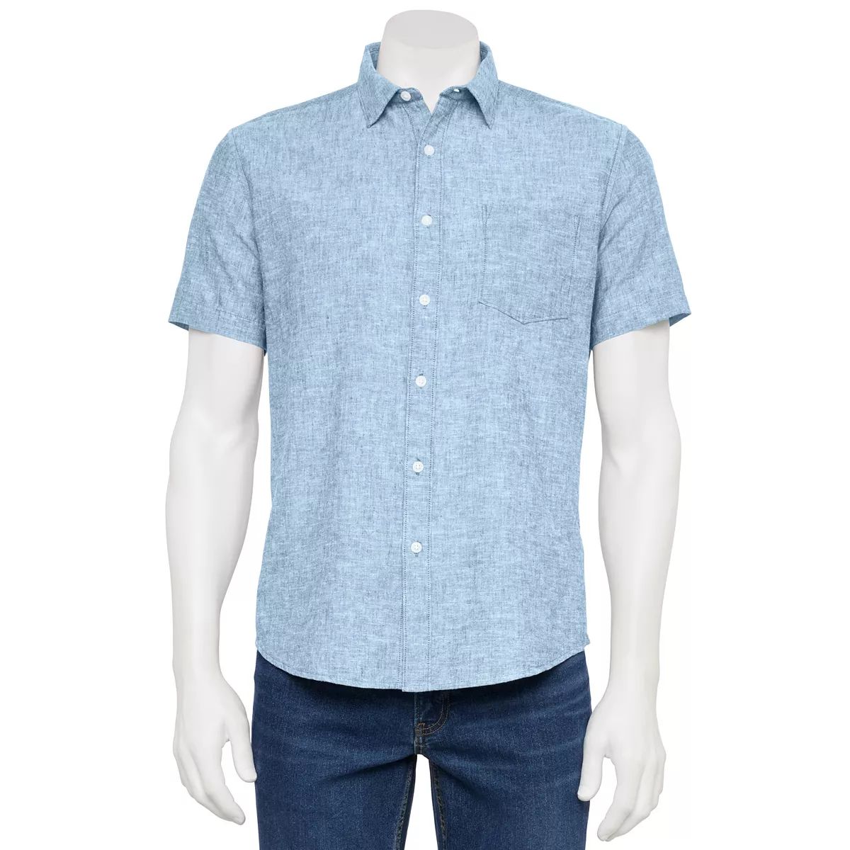 Men's Sonoma Goods For Life® Linen Blend Short Sleeve Button Down Shirt | Kohl's