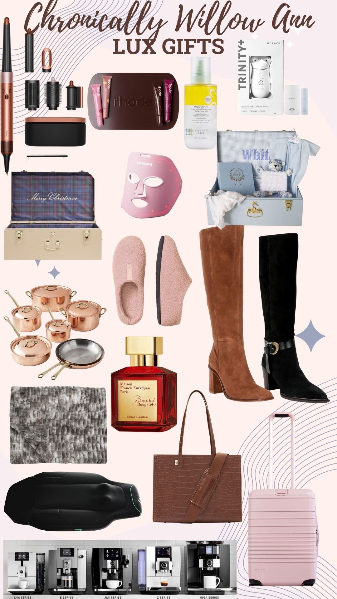 Gifts that will make her speechless. Luxury gift ideas for her, luxury gift ideas for your wife, gift ideas for your college age daughter, for your married daughter, for your grandchildren, for your mom, for your aunt, any woman you are close with. Perfume, cozy blankets, skincare, luggage, purses, shoes, high quality pots and pans, keepsake boxes 

#LTKGiftGuide #LTKBeauty #LTKHome