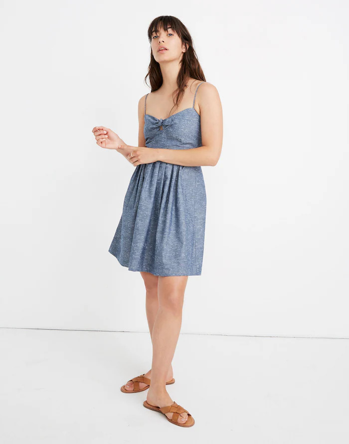 Chambray Tie-Front Cutout Cami Dress | Madewell