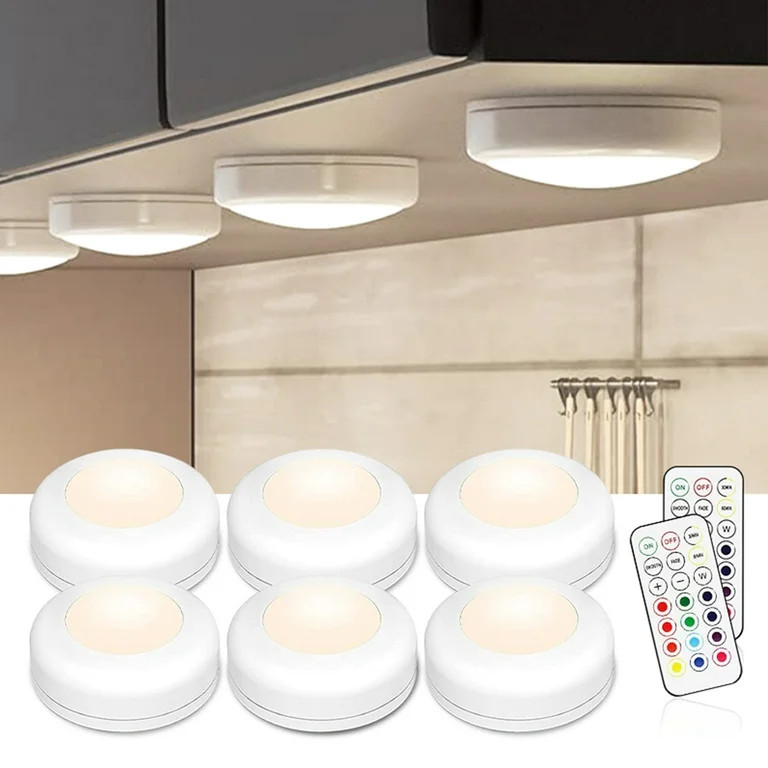 6 Pack Battery Operated LED Push Lights with Wireless Remote | Walmart (US)