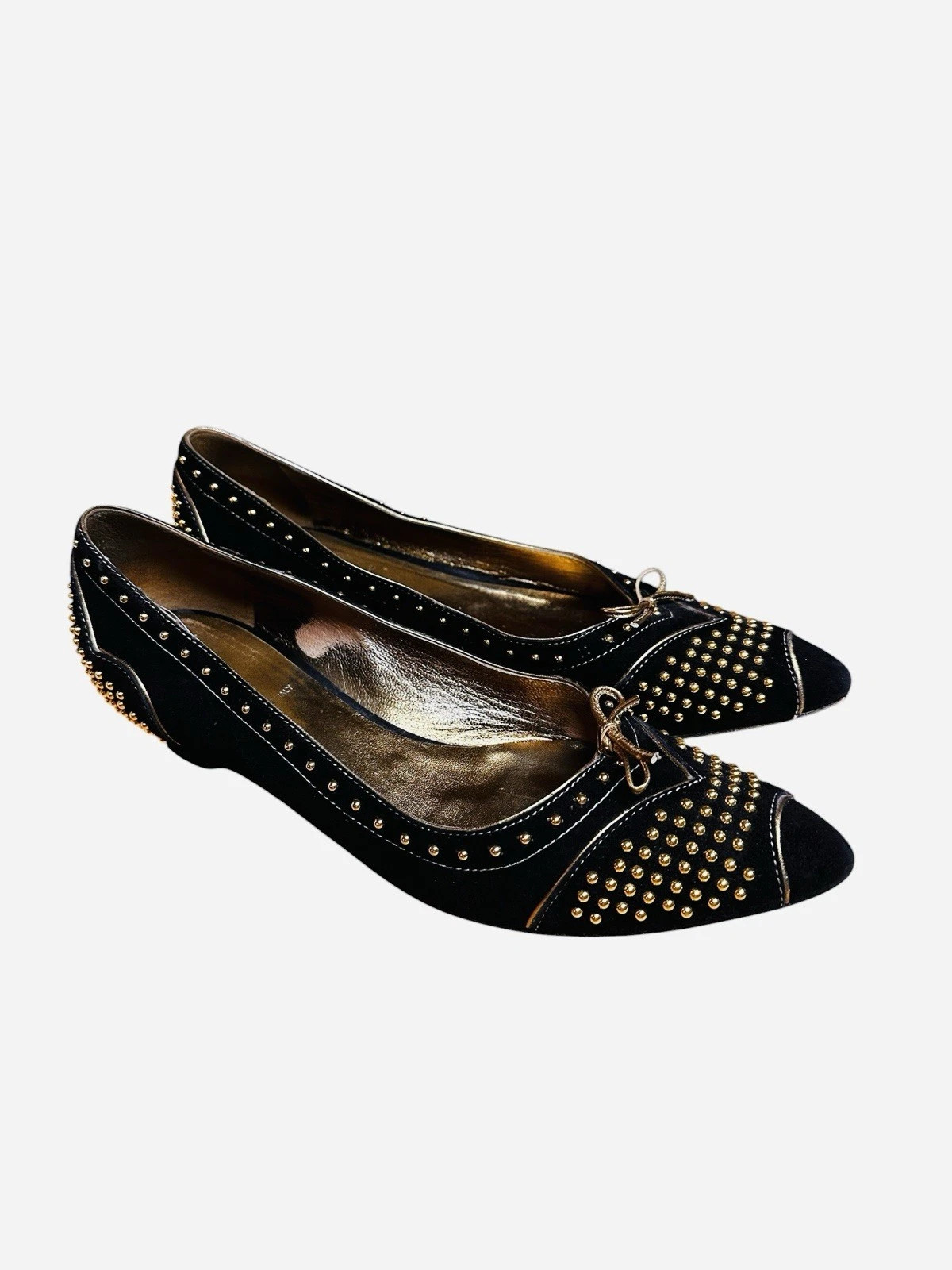 Miu Miu Vintage Black Suede Gold Studded Kitten Heels 39 1/2 | eBay | eBay US
