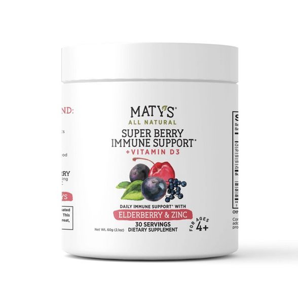 Maty's All Natural Super Berry Immune Support + Vitamin D3 Powder – 30ct | Target