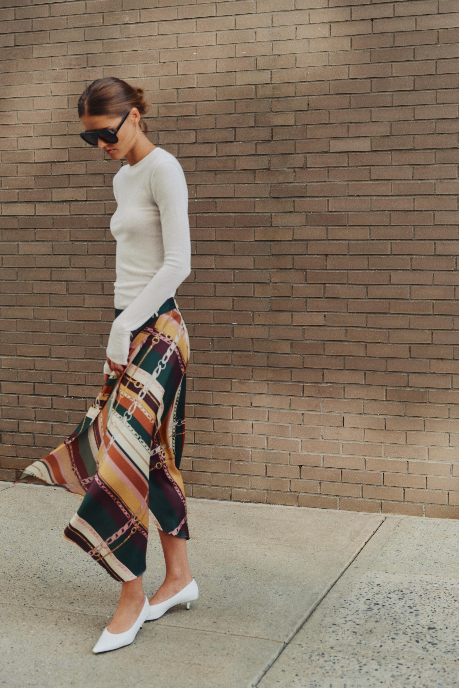 Zara - Printed Asymmetric Skirt - Multicolored - L - Woman | Zara Canada