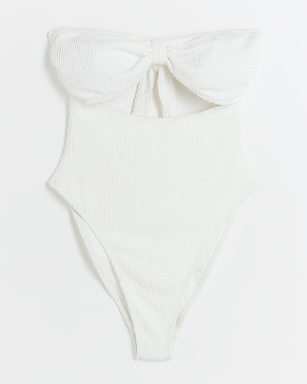 White textured cut out bandeau swimsuit | River Island (UK & IE)
