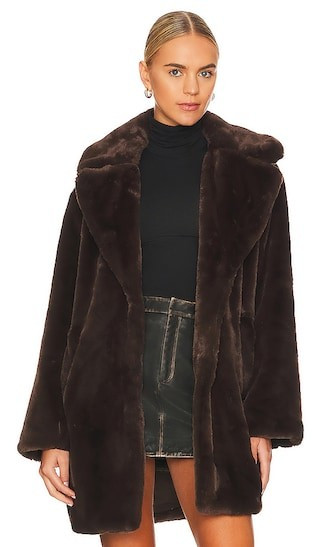 LAMARQUE Linnea Teddy Coat in Brown. | Revolve Clothing (Global)