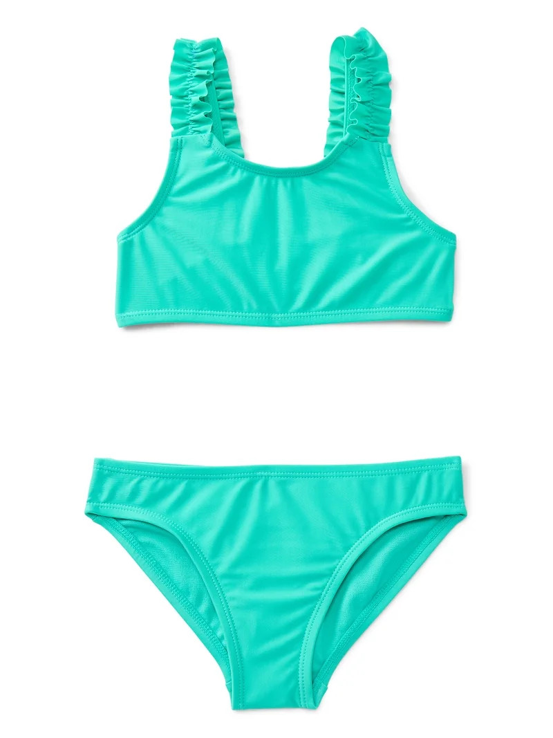 Wonder Nation Girls Everyday Bikini Swim Set with UPF 50+, 2-Piece, Sizes 4-18 | Walmart (US)