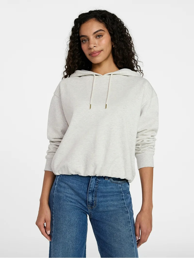 Time and Tru Women's Bubble Hem Pullover Hoodie with Long Sleeves, Size XS-XXXL | Walmart (US)