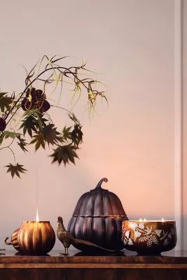 Large Glass Gourd Gourmand Pumpkin & Sweet Vanilla Candle | Anthropologie (US)