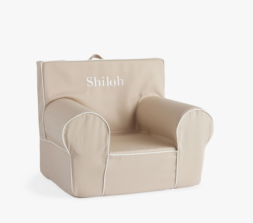Kids Anywhere Chair®, Oatmeal w/ White Piping Slipcover Only | Pottery Barn Kids