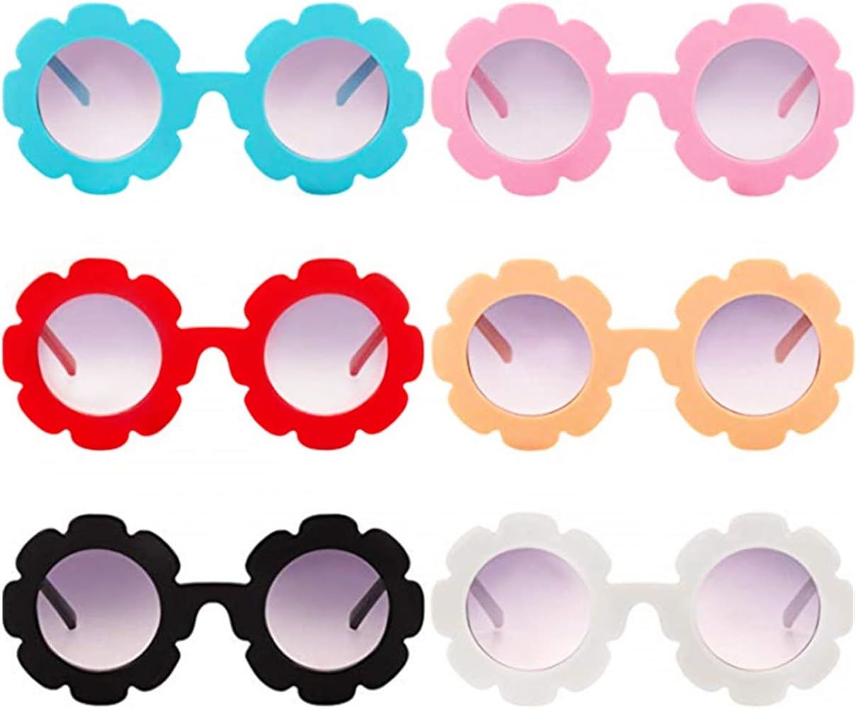 6 Pack Unisex Kids Flower Shape Sunglasses Beach Outdoor Decorative Eyewear | Amazon (US)
