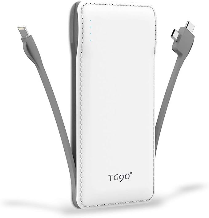 TG90 Portable Charger 10000mah Cell Phone Battery Backup, Ultra Slim Power Bank with Built in Cab... | Amazon (US)