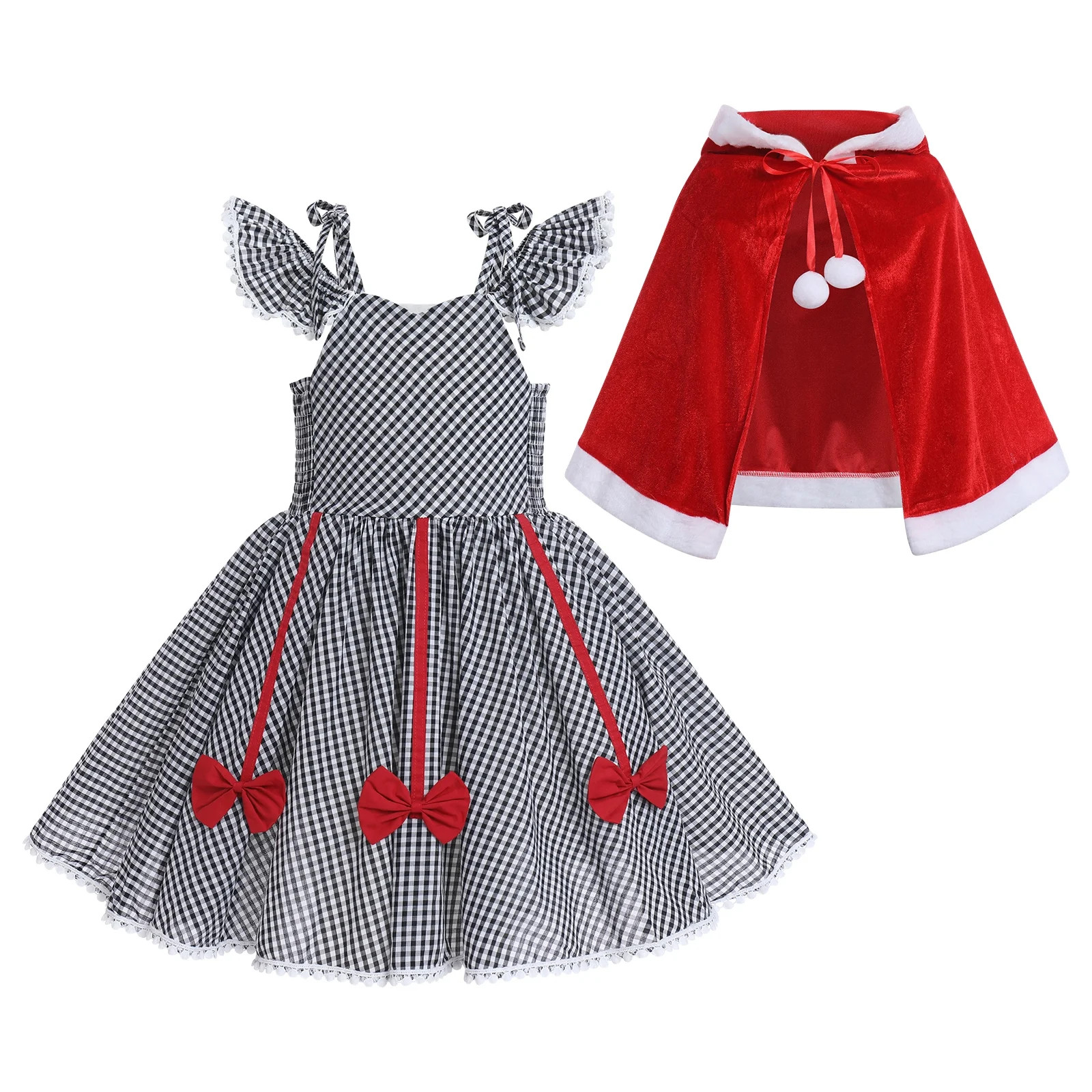IBTOM CASTLE Kids Baby Girls Christmas Party Dress Women Xmas Red Plaid Tutu Dress with Hooded Cl... | Walmart (US)