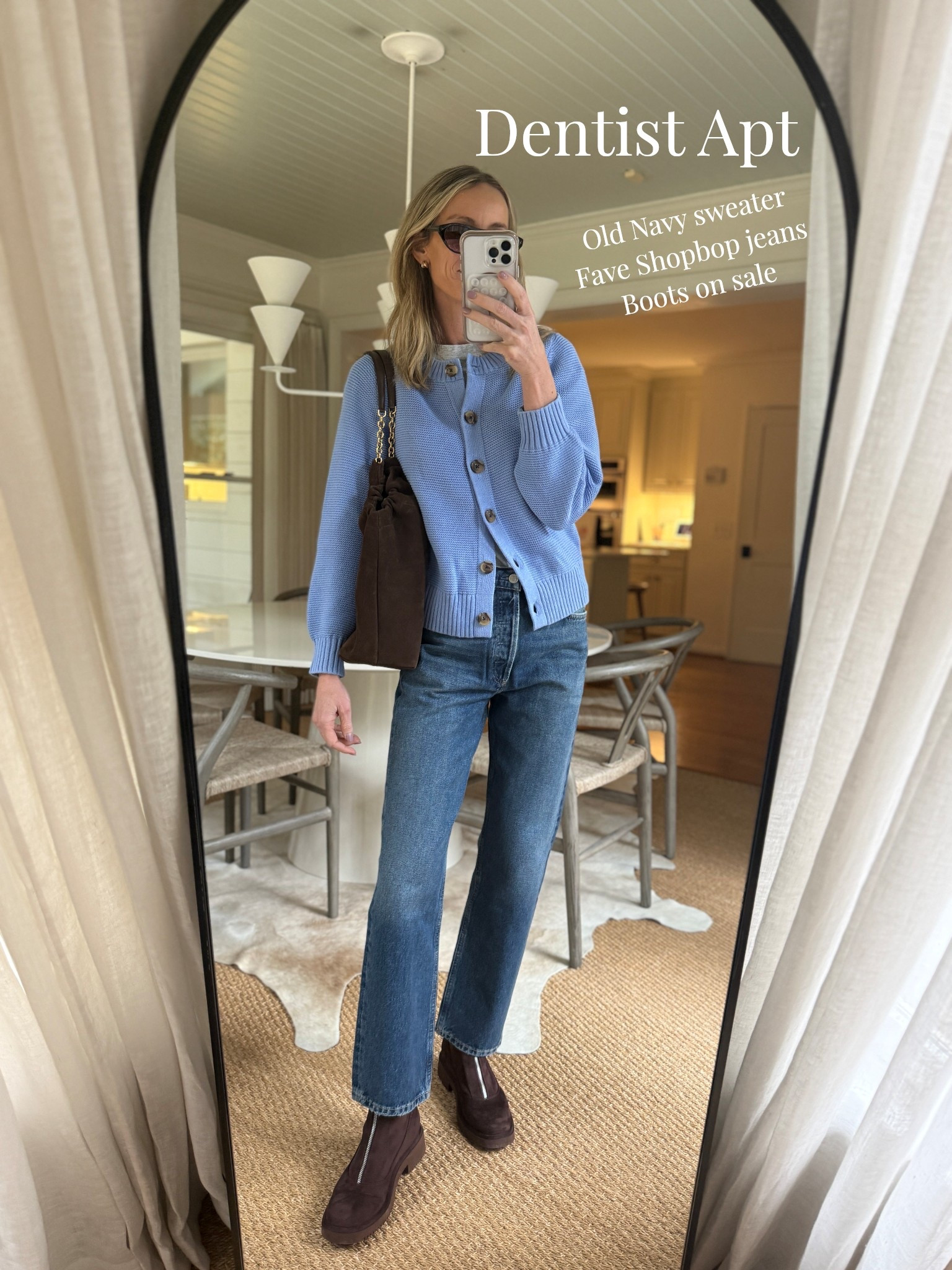 Small sweater / 26 jeans / tts boots 