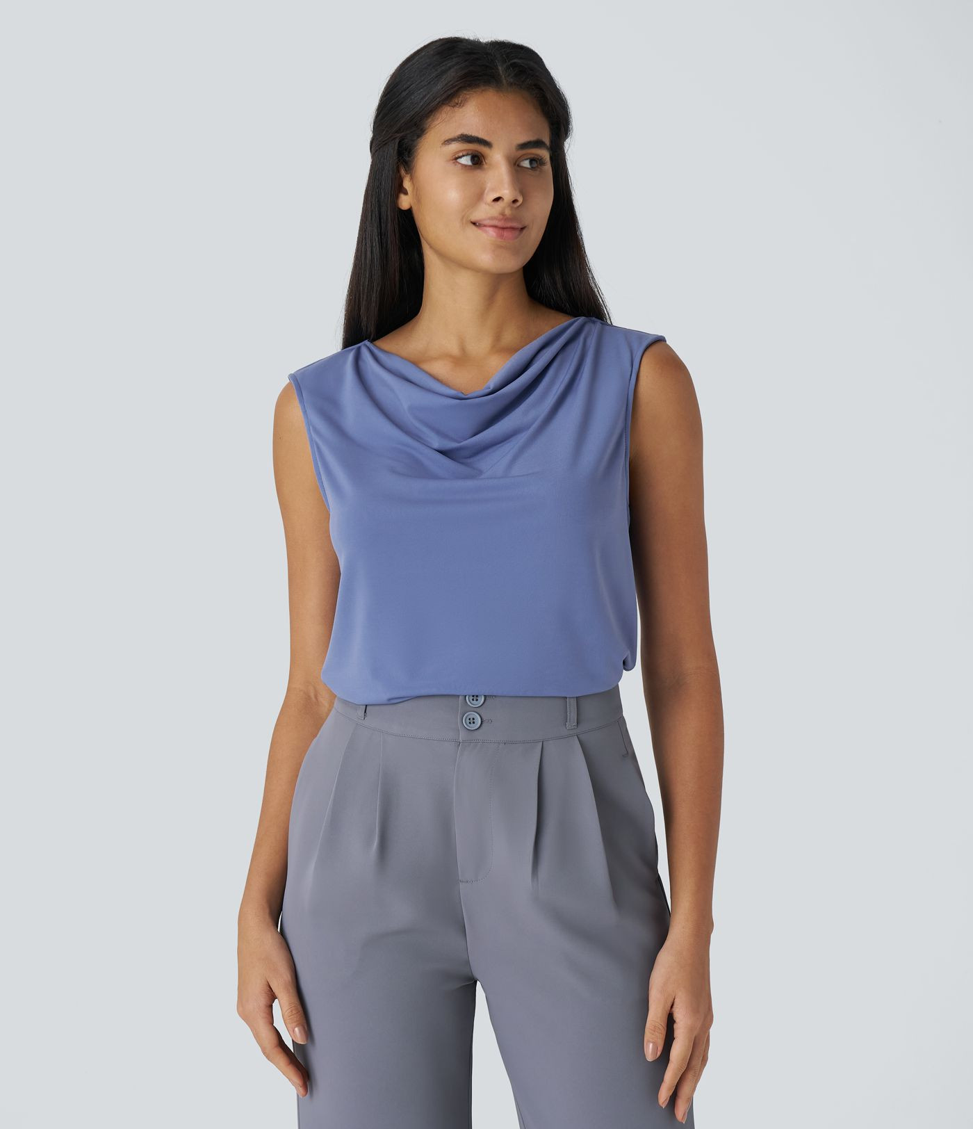 Cowl Neck Sleeveless Work Blouse | HALARA