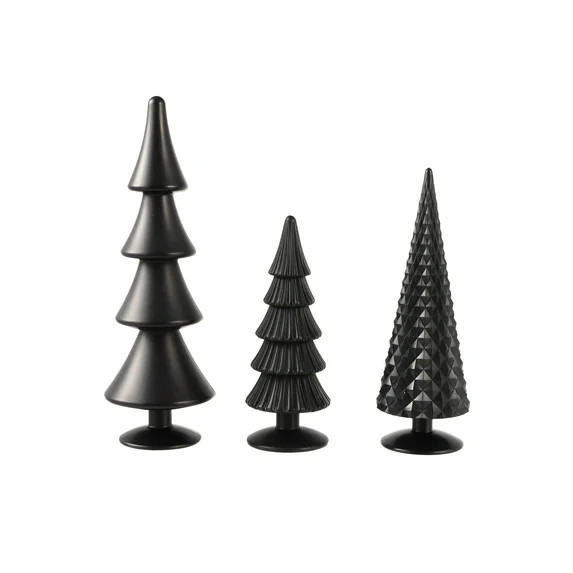 Christmas Tree Tabletop Decorations, Black, Set of 3, by Holiday Time | Walmart (US)
