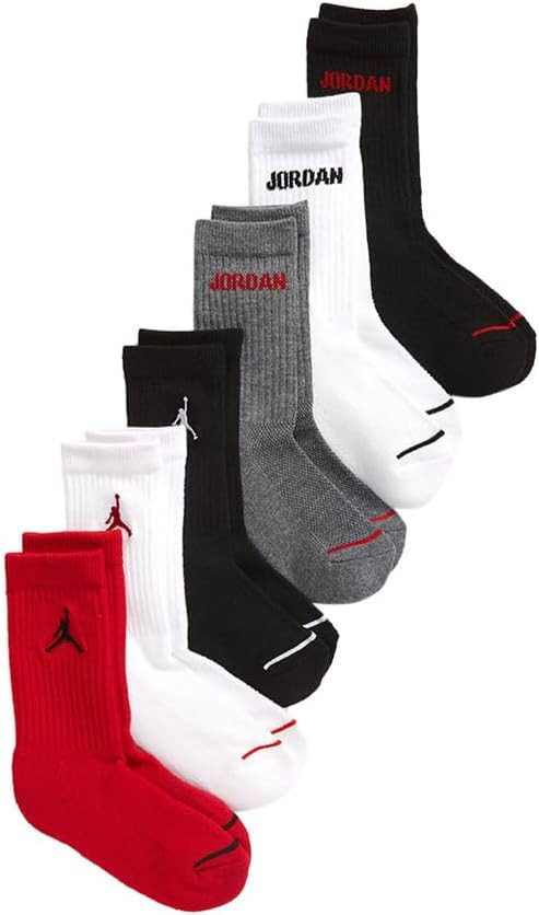 Jordan Boys 6-Pk. Crew Socks Shoe Size 3Y-5Y/Sock Size 7-9 | Amazon (US)