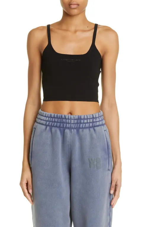 Alexander Wang Logo Crop Tank Top in Black at Nordstrom, Size Medium | Nordstrom