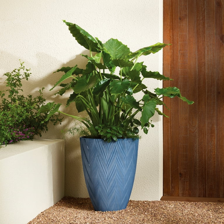 Mainstays River 16" x 16" x 20" Tall Round Blue Paradise 100% Recycled Resin Planter | Walmart (US)