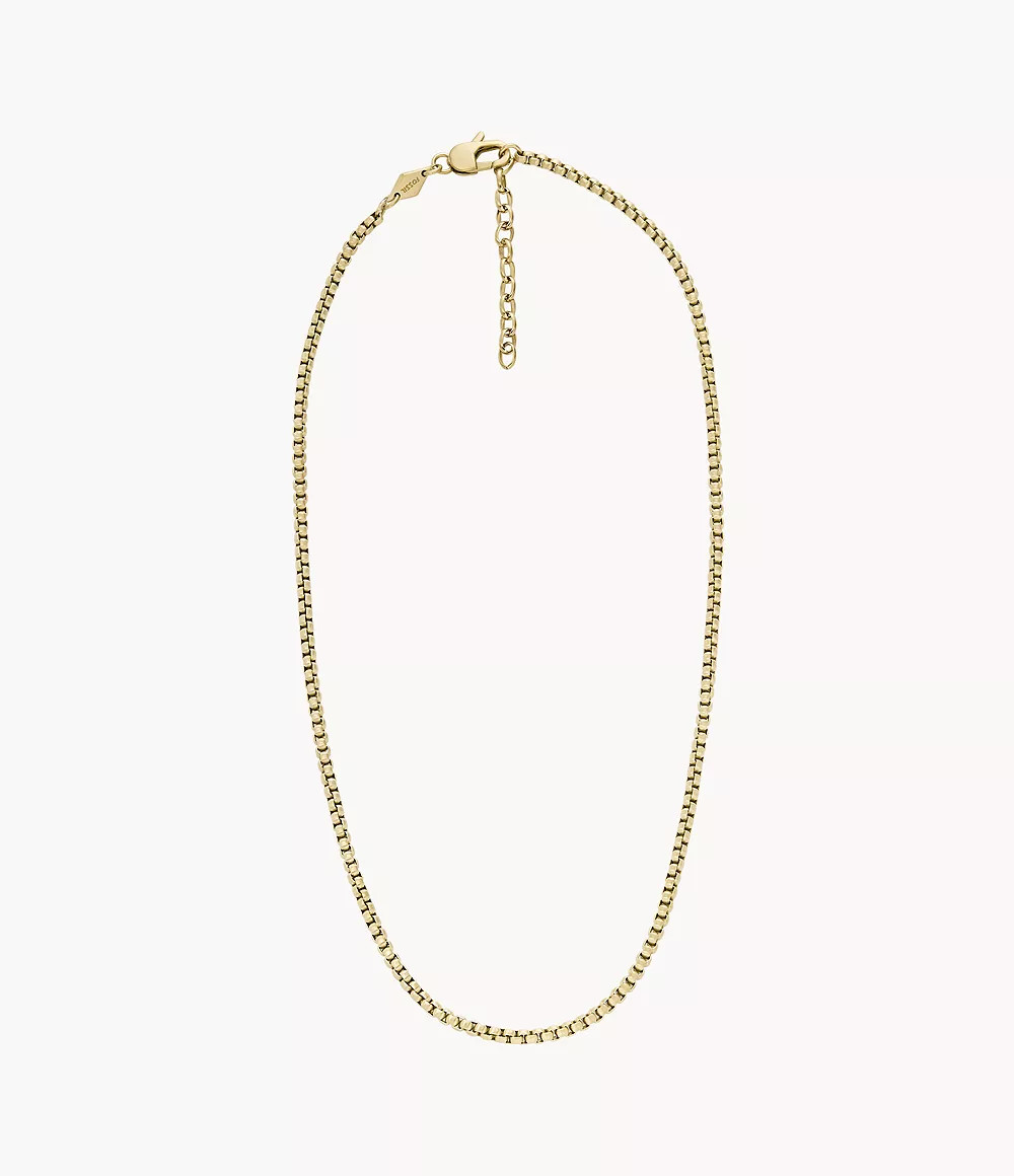 All Stacked Up Gold-Tone Stainless Steel Chain Necklace | Fossil (US)