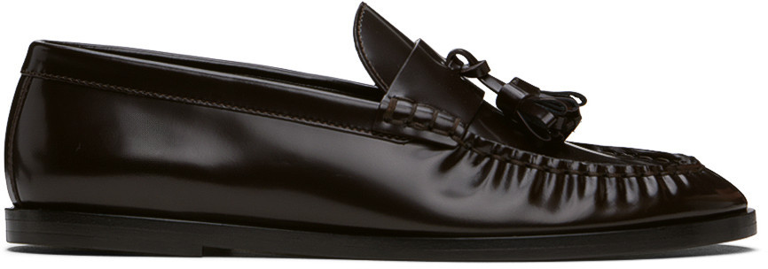 The Row Brown Leather Loafers | SSENSE
