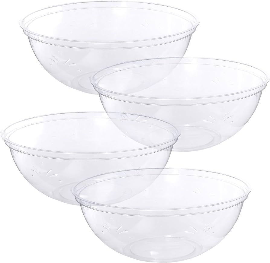 PLASTICPRO Disposable Round Serving Bowls, Party Snack or Salad Bowl, Plastic Crystal Clear Pack ... | Amazon (US)