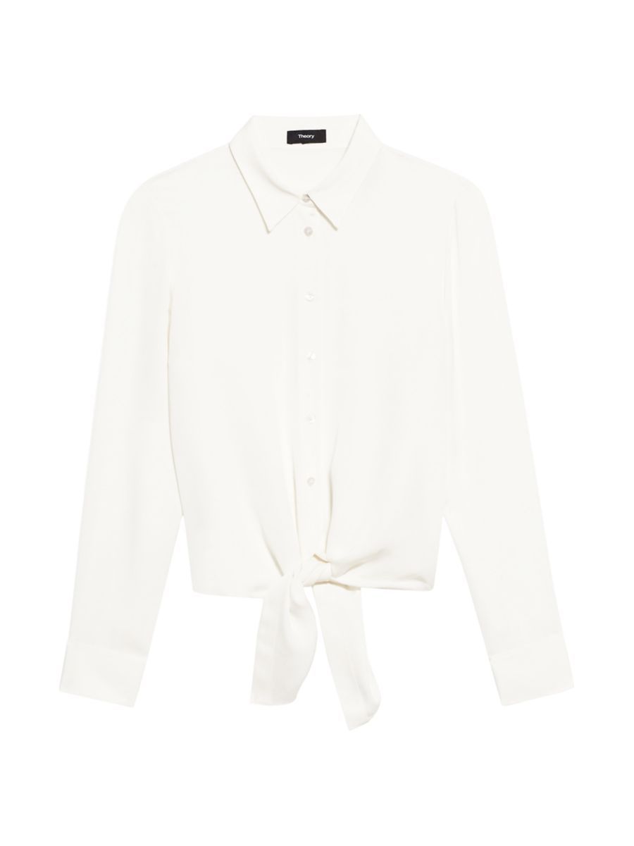 Theory Silk Button-Down Tie-Waist Shirt | Saks Fifth Avenue