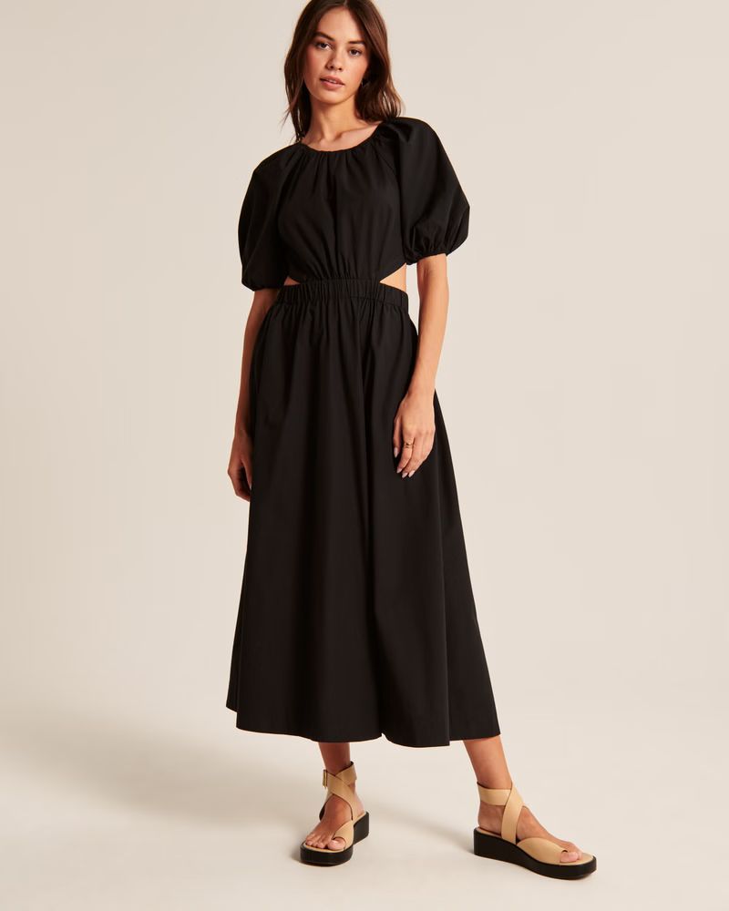 High-Neck Open Back Midi Dress | Abercrombie & Fitch (US)