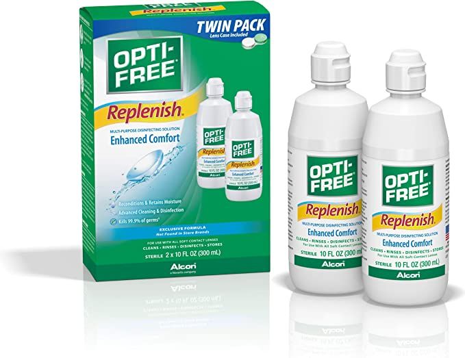 Opti-Free Replenish Multi-Purpose Disinfecting Solution with Lens Case, Twin Pack, 10-Fluid Ounce... | Amazon (US)