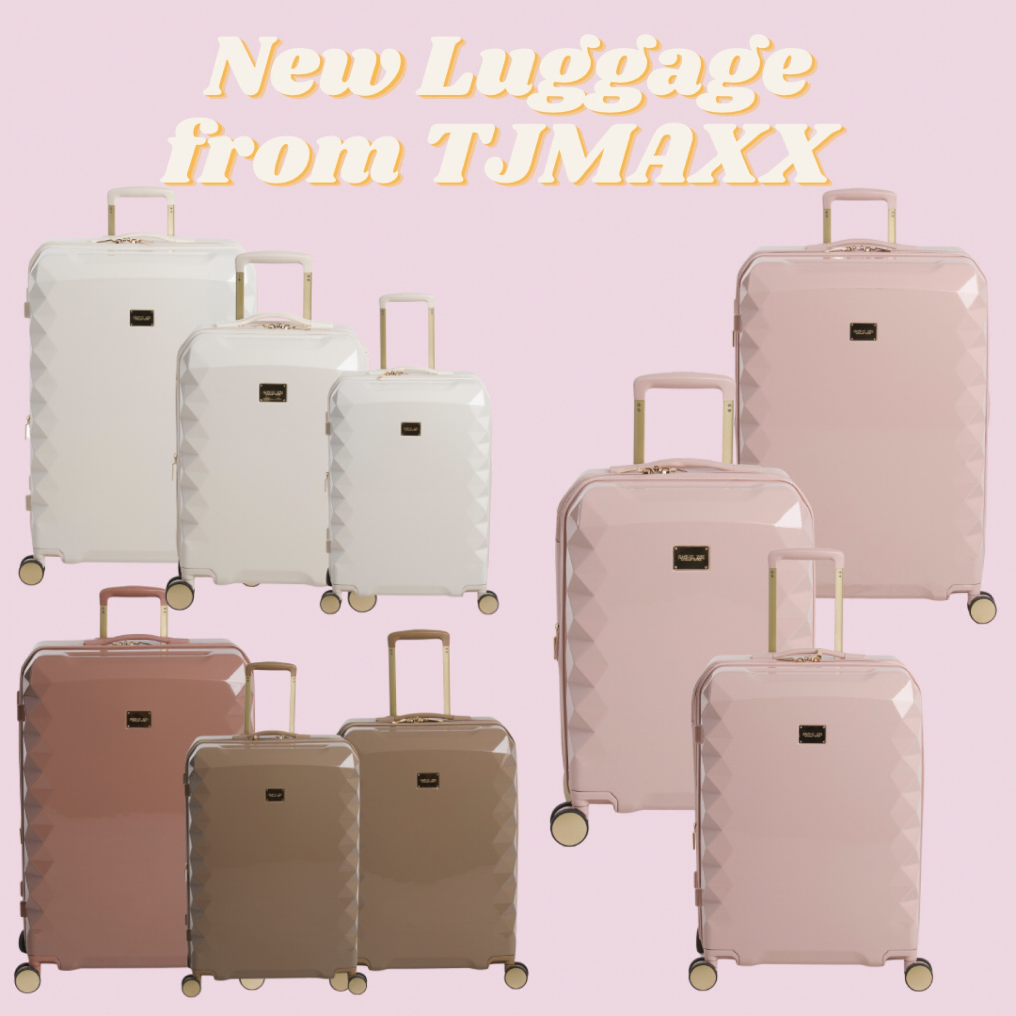 NEW Rachel Zoe luggage @ TJMAXX just dropped 💕

The pieces go by the sizes of 20 inches, 24 inches, and 28 inches.

These are hard shell on the outside with rotating wheels 🛞 

#LTKSeasonal #LTKtravel #LTKunder100