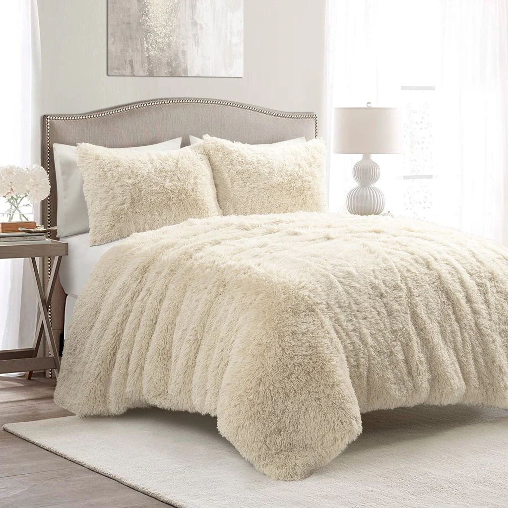 Emma Faux Fur Comforter Set | Lush Decor