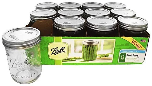 Ball, Glass Mason Jars with Lids & Bands, Wide Mouth, Clear, 16 oz, 12 Count | Walmart (US)