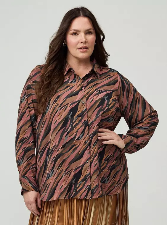 Luxe Button Up Shirt in Multi | Torrid (US & Canada)