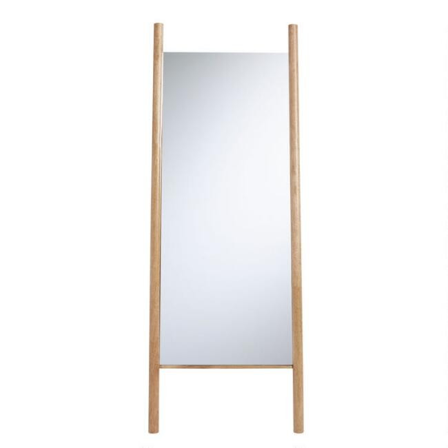 Natural Wood Ladder Arya Leaning Full Length Mirror | World Market