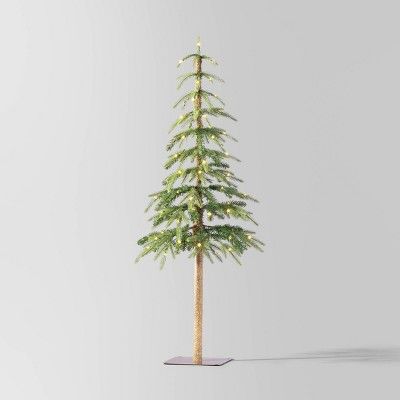 Pre-Lit LED Downswept Alpine Balsam Artificial Christmas Tree Warm White Dew Drop Lights - Wonder... | Target