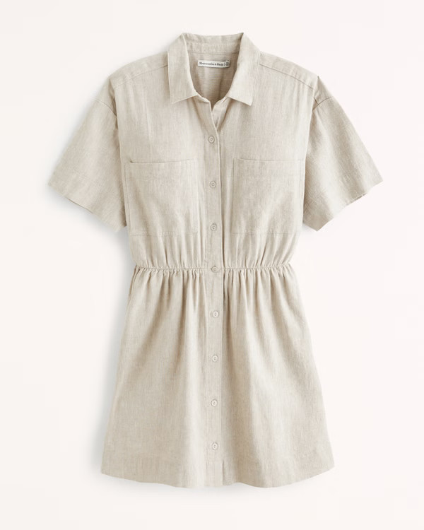 Linen-Blend Shirt Dress | Abercrombie & Fitch (US)